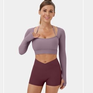 halara purple long sleeve sports tee